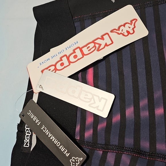 Kappa Black and Pink Striped Leggings Size Medium NWT - Picture 2 of 7